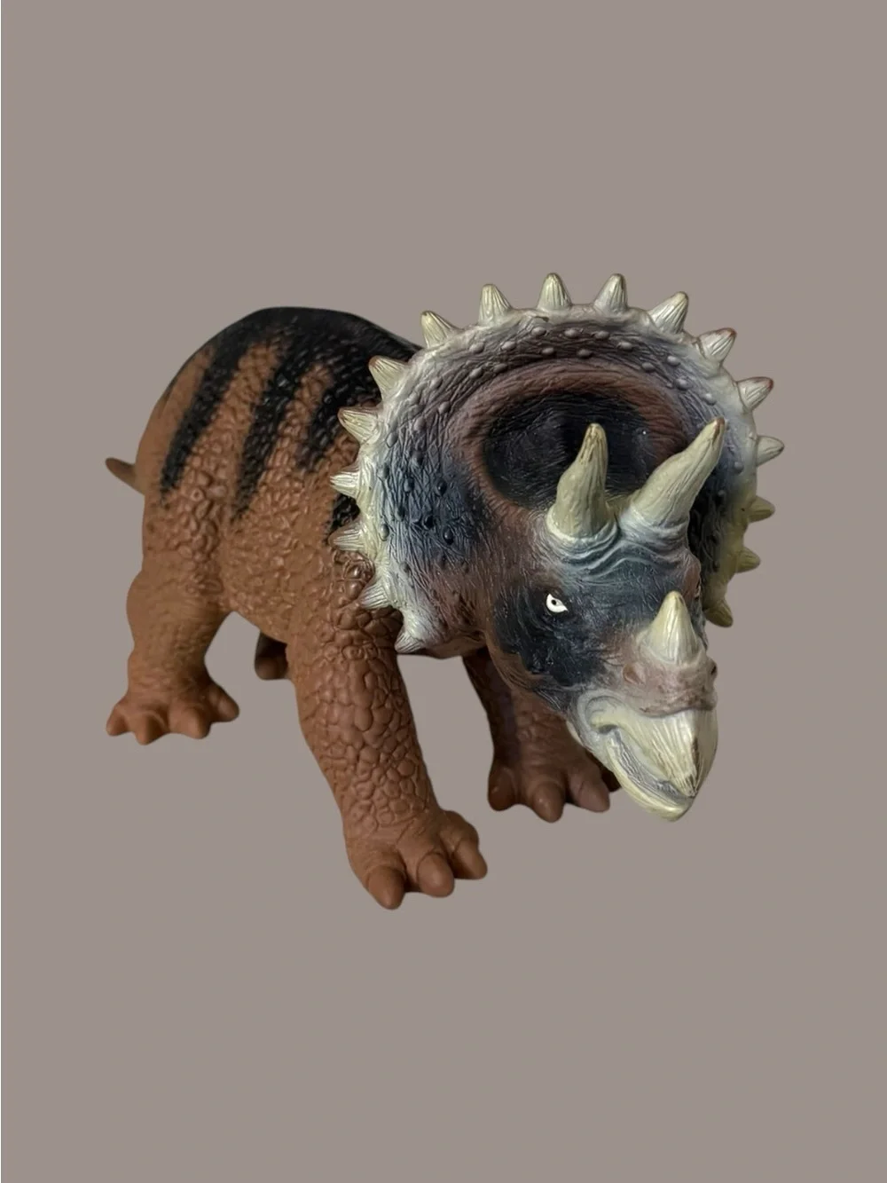Brown Tyrannosaurus and Triceratops Dinosaur Toy Set for Kids